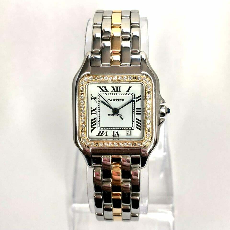  Cartier Panthère Quartz 27mm 1 Row Gold 0.48TCW DIAMOND Watch </h1> 