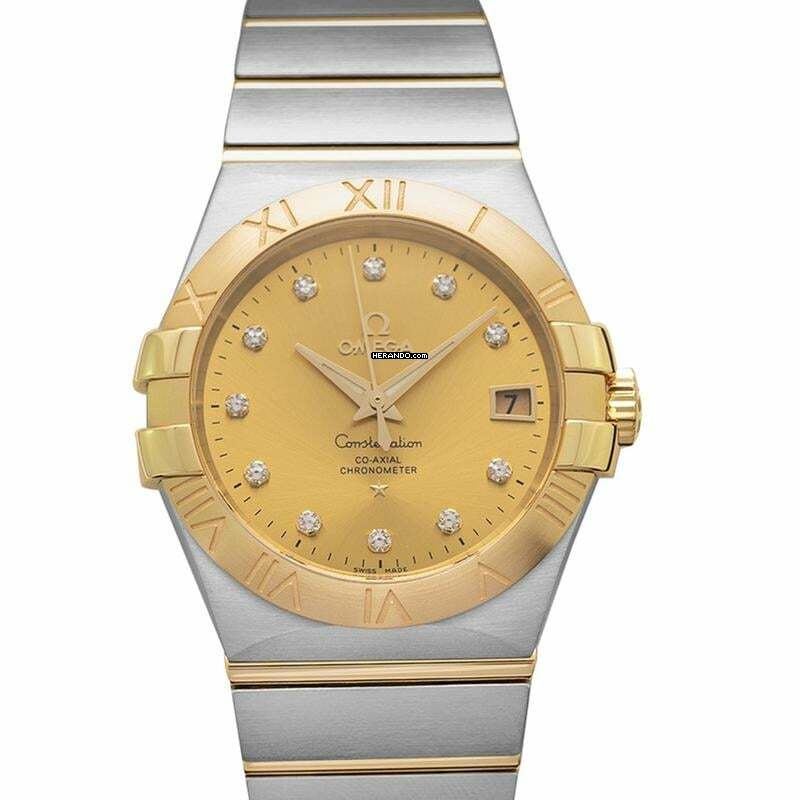 Omega Constellation 123.20.35.20.58.001 - Constellation Co-Axial 35 mm Automatic Champagne Dial Diamond Indexe </h1>