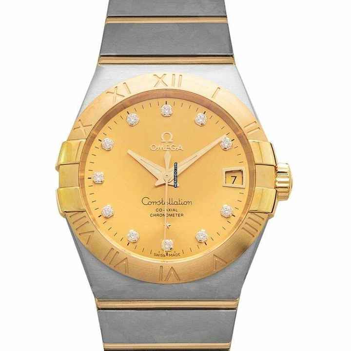  Omega Constellation Men 123.20.38.21.58.001 - Constellation Co-Axial 38 mm Automatic Champagne Dial 18Kt Gold Diam </h1> 
