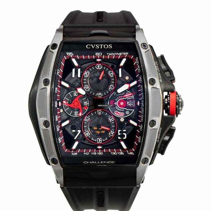  Cvstos CVT-CHR3-RED-5NBKTT-1001 - Chrono Automatic skeleton Dial Titanium Men's Watch </h1> 