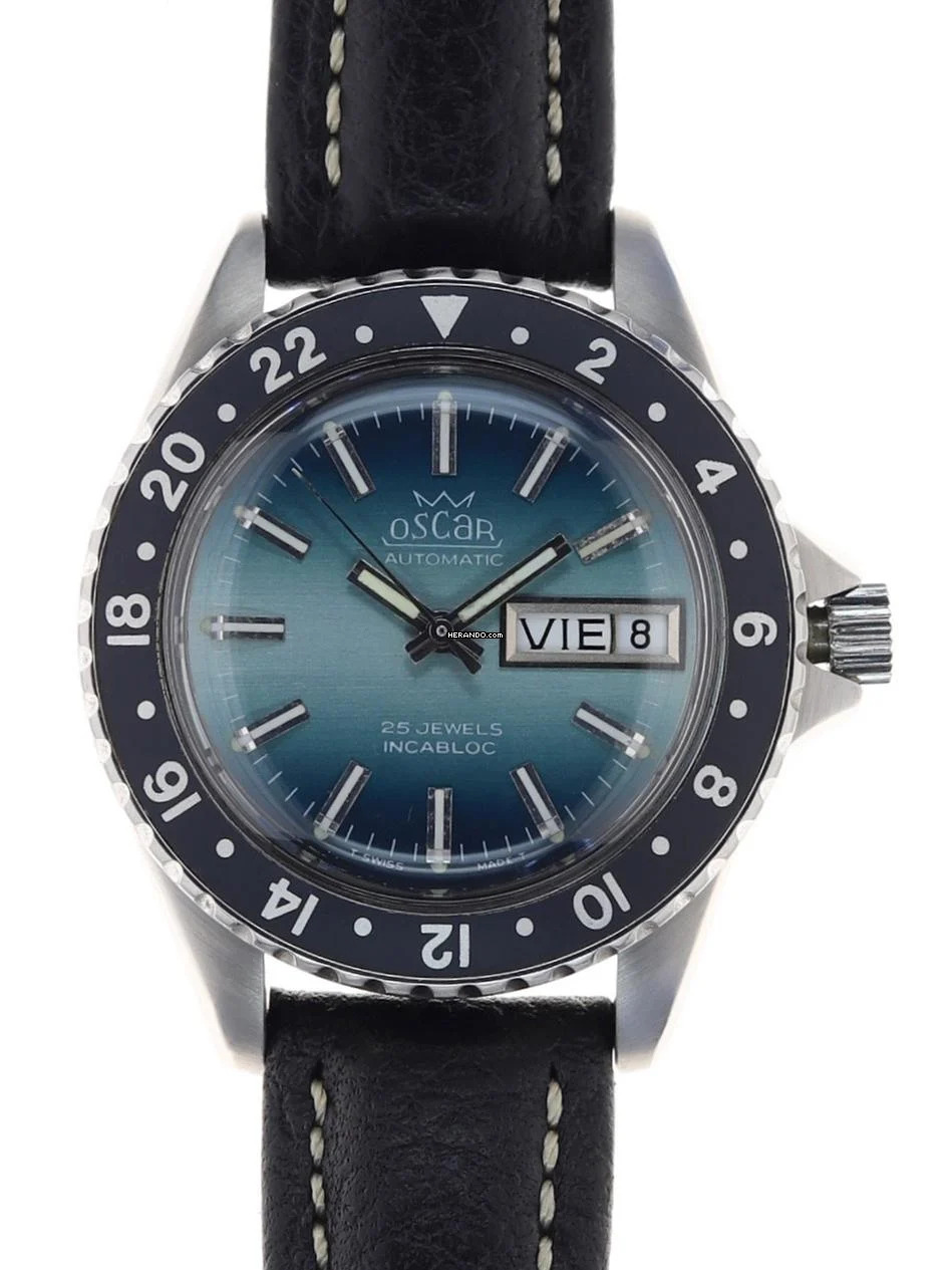  Oscar Gents Automatic Wristwatch 25 Jewel Automatic with bi-directional 24 – hour Bezel </h1> 