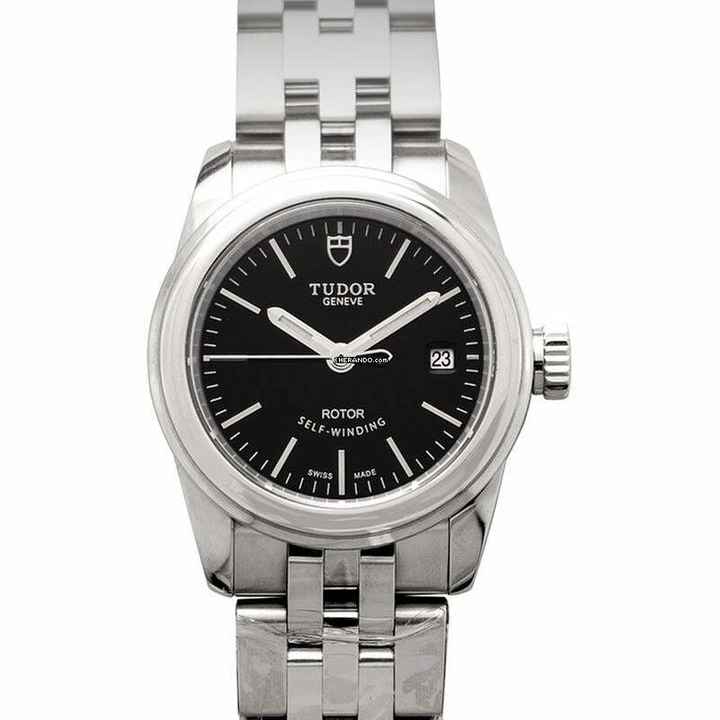  Tudor Glamour Date 51000-0009 - Glamour Automatic Black Dial Stainless Steel Ladies Watch </h1> 