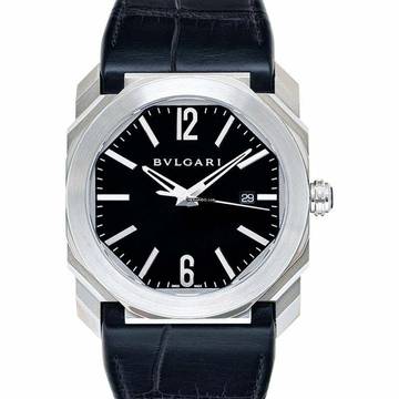  Bulgari Octo 101964 - Octo Solotempo Automatic Black Dial Black Leather Men's Watch </h1> 