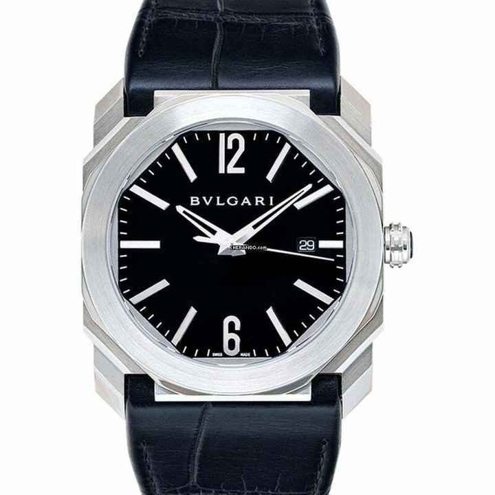  Bulgari Octo 101964 - Octo Solotempo Automatic Black Dial Black Leather Men's Watch </h1> 