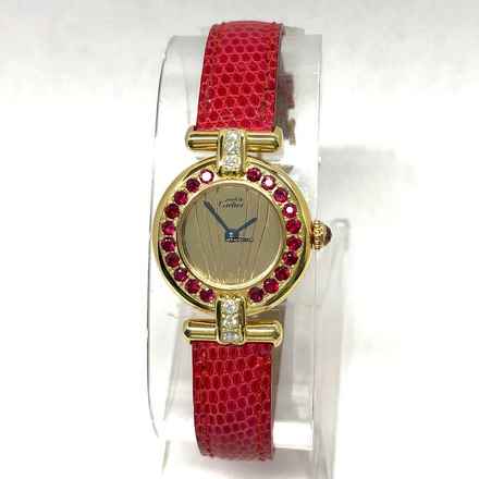  Cartier Vermeil COLISÈE Quartz GoldPlated DIAMONDS & RED RUBIES  Watch </h1> 