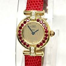 Thumbnail von Cartier Vermeil COLISÈE Quartz GoldPlated DIAMONDS & RED RUBIES  Watch </h1>