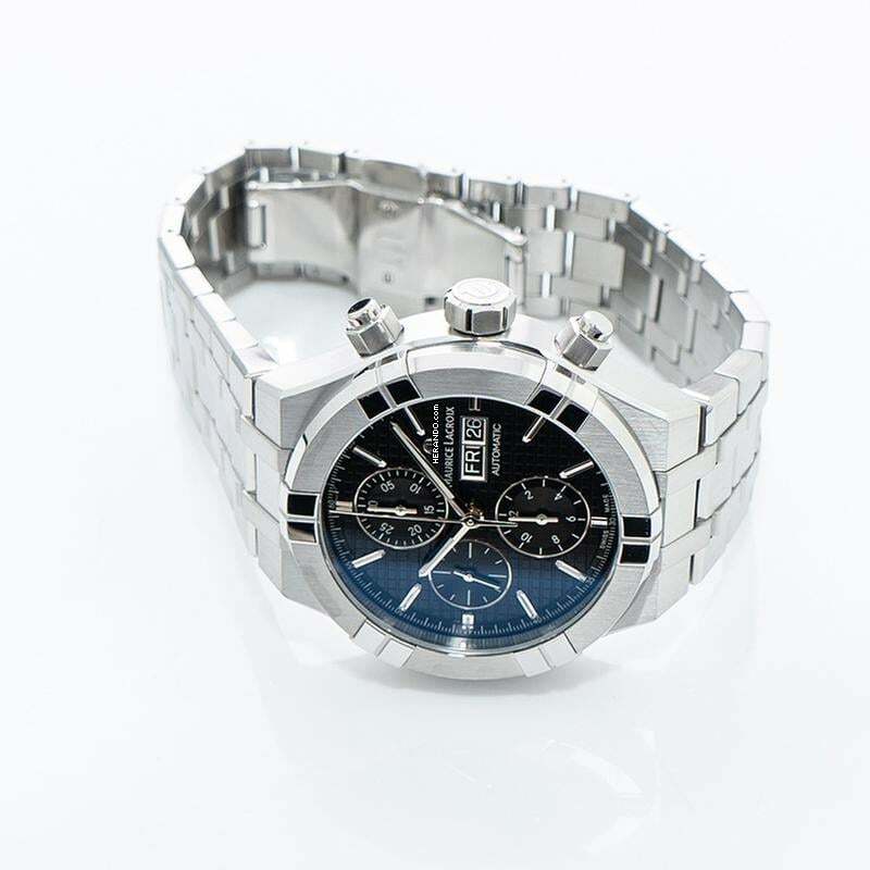 Thumbnail von Maurice Lacroix AIKON AI6038-SS002-330-1 - Aikon Automatic Chronograph Black Sun Brushed Squares Dial Men's Watc </h1>