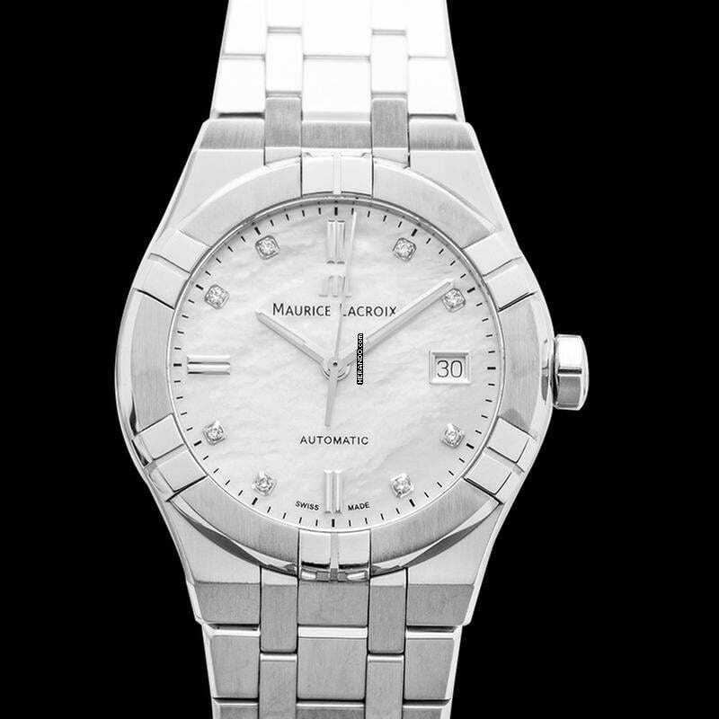 Thumbnail von Maurice Lacroix AIKON AI6007-SS002-170-1 - Aikon Automatic White Mother Of Pearl Dial Diamond Indexes Ladies Wat </h1>