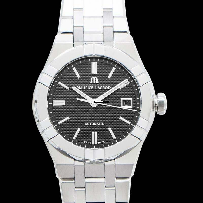 Thumbnail von Maurice Lacroix AIKON AI6007-SS002-330-1 - Aikon Automatic Black Sun Brushed Clous de Paris Dial Stainless Stee </h1>