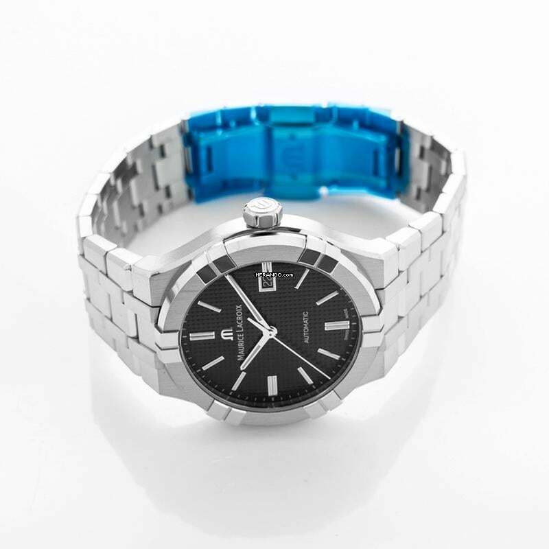 Thumbnail von Maurice Lacroix AIKON AI6008-SS002-330-1 - Aikon Automatic Black Sun brushed Clous de Paris Dial Men's Watch </h1>