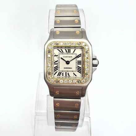  Cartier Santos Galbée 24mm Quartz 2 Tone 0.69TCW Diamond Watch </h1> 