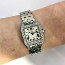 Thumbnail von Cartier Santos Demoiselle 2698 20mm Quartz Steel Diamond Watch </h1>
