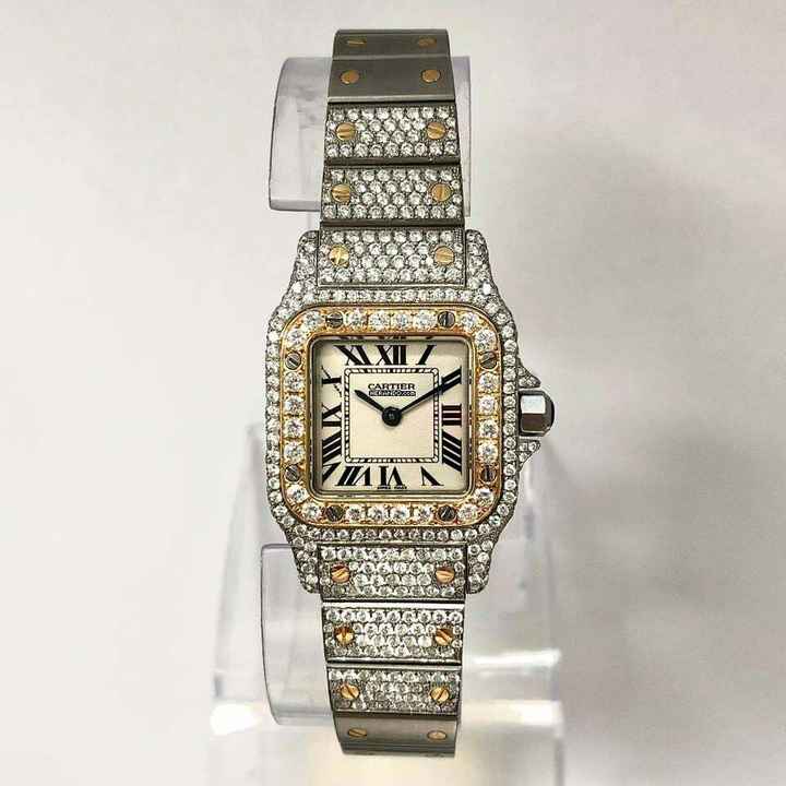  Cartier Santos Galbée 24mm Quartz 2 Tone 4.08TCW Diamond Watch NEW Model </h1> 