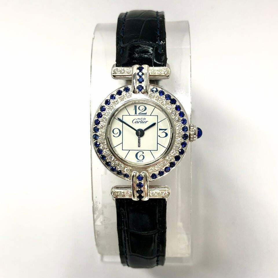  Cartier COLISÈE 24mm GP Silver DIAMONDS & Blue SAPPHIRES Watch </h1> 