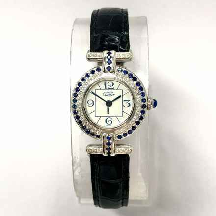  Cartier COLISÈE 24mm GP Silver DIAMONDS & Blue SAPPHIRES Watch </h1> 