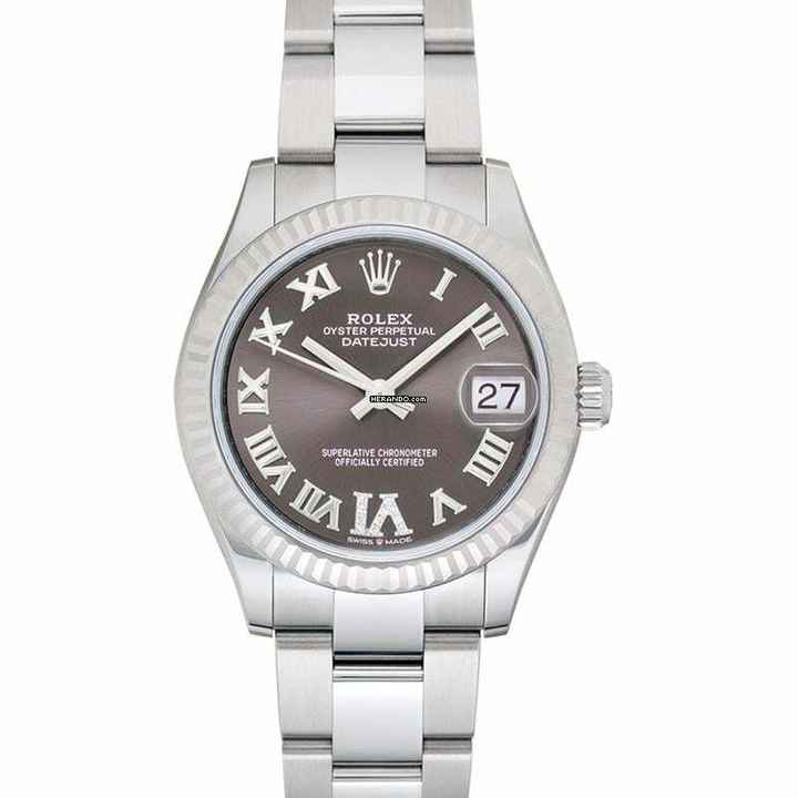  Rolex Datejust 31 278274-0027 - Datejust 31 Automatic Grey Dial Fluted Roman Oyster Ladies Watch </h1> 