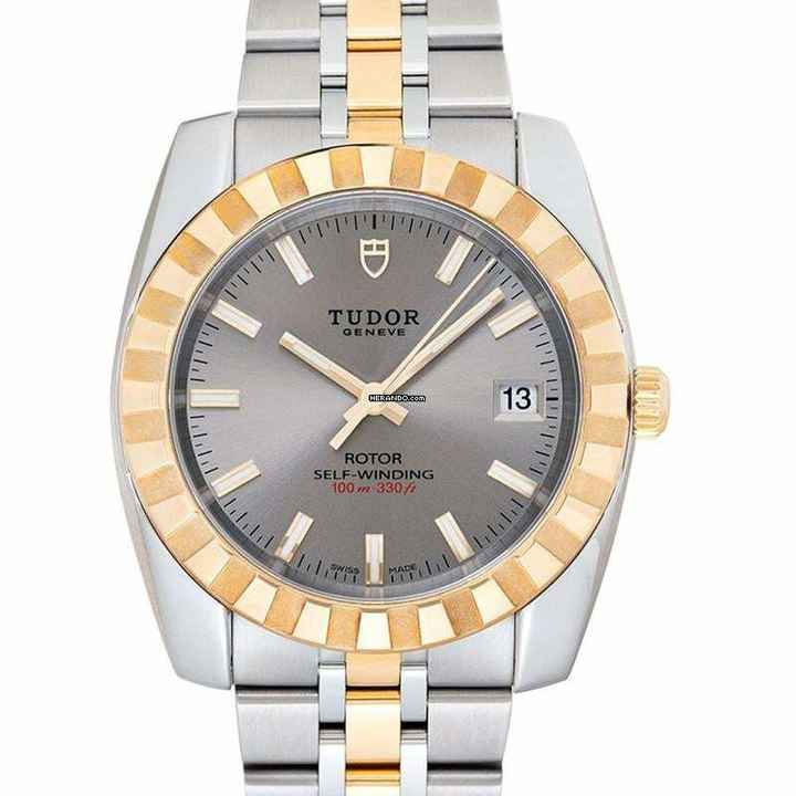  Tudor Classic 22013-62543-GRIDSTL - Classic Date Grey / Yellow gold toned steel Ø28.00 mm </h1> 