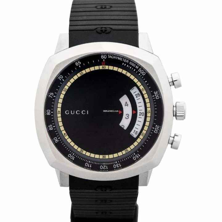  Gucci YA157301 - Grip Quartz Black Dial Black Rubber Strap Men's Watch </h1> 