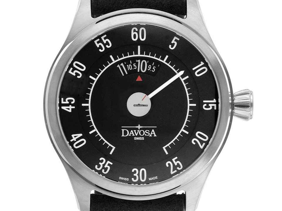  Davosa Newton Speedometer Stahl Automatik Armband Leder 44mm Ref.161.587.55 Box&Pap. Full Set Neu 