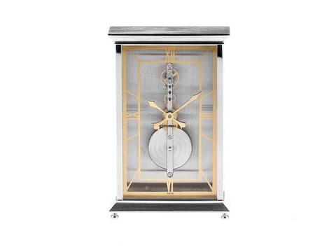  Jaeger-LeCoultre Classic Tischuhr 8 Tage Gangreserve Stahl Handaufzug JLC Stabwerk Ref.481 Vintage Bj.1978  