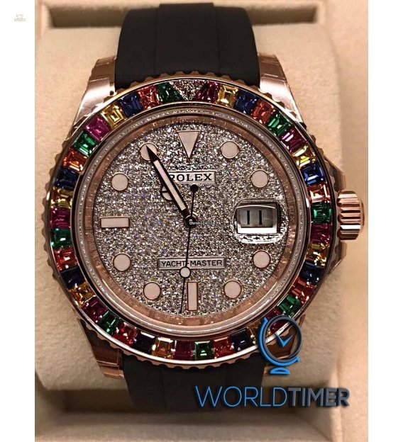 Rolex NEW-全新 Yacht-Master 116695SATS Full Pave Diamond 40mm Watch