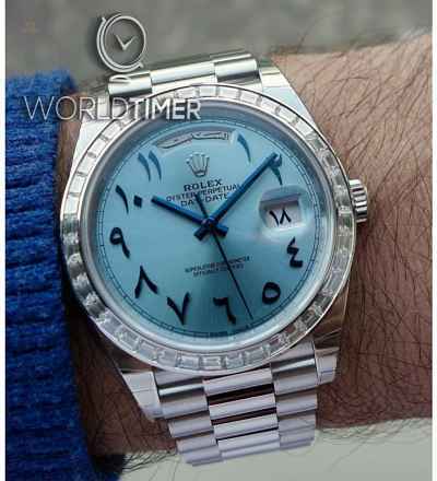 Rolex [NEW] Day-Date Oyster Perpetual Baguette Bezel Arabic Numerals 228396TBR