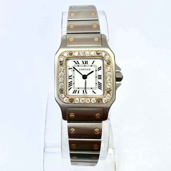  Cartier Santos Galbée 24mm Quartz 2 Tone Watch Diamond Bezel </h1> 