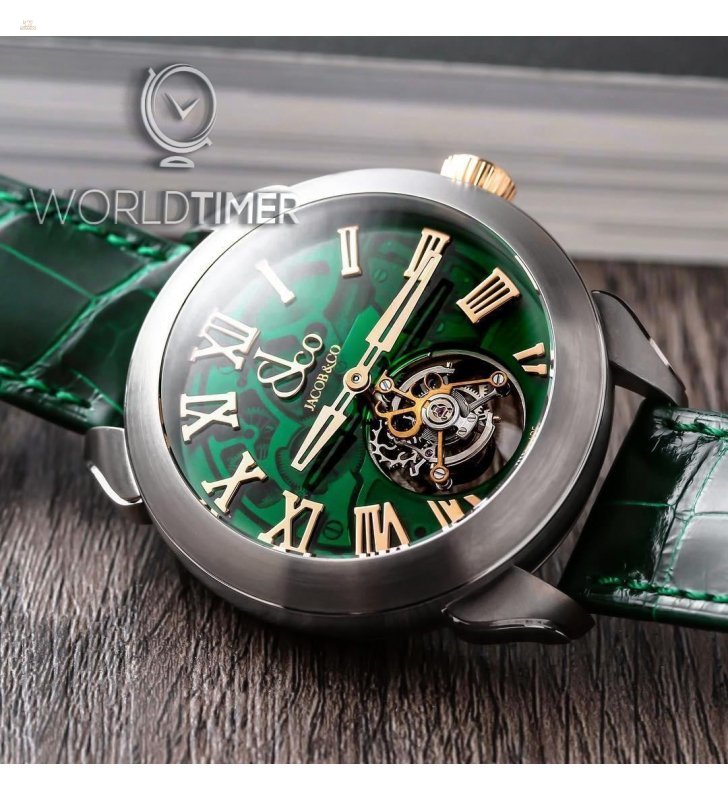 Jacob & Co. 捷克豹 [NEW][LIMITED 36 PIECE] Palatial Flying Tourbillon Hours & Minutes Green PT520.24.NS.QG.A (Retail:HK$859,100)