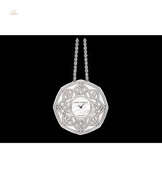 Harry Winston [NEW] The Jeweler's Secret Pendant quartz 18K white gold timepiece unique setting HJTQHM48WW001