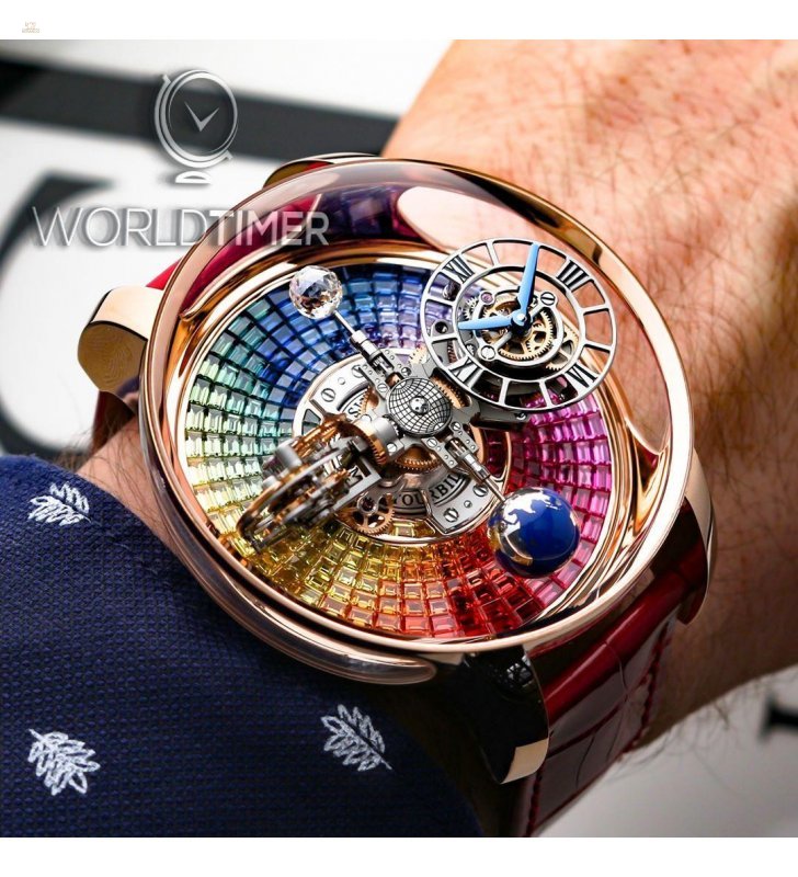 Jacob & Co. 捷克豹 [NEW][UNIQUE] Astronomia Tourbillon Baguette Rainbow Sapphires AT800.40.BD.UD.A (Retail:CHF 1’000’000)