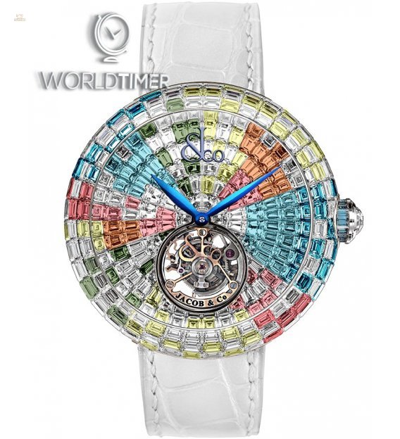 Jacob & Co. 捷克豹 [NEW][UNIQUE] Brilliant Flying Tourbillon Arlequino Pastel BT543.30.HX.UC.B (Retail:HK$6,299,700)