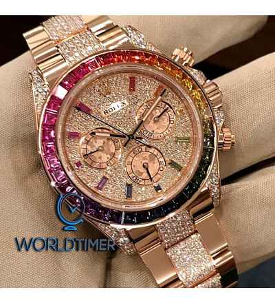 Rolex [NEW 2018 MODEL] Daytona Everose Gold Rainbow Full Pave Diamond 116595RBOW-0002