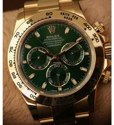 ROLEX [NEW] 綠色地通拿 COSMOGRAPH DAYTONA 116508 GREEN DIAL YELLOW GOLD WATCH (RETAIL:HK$256,600)