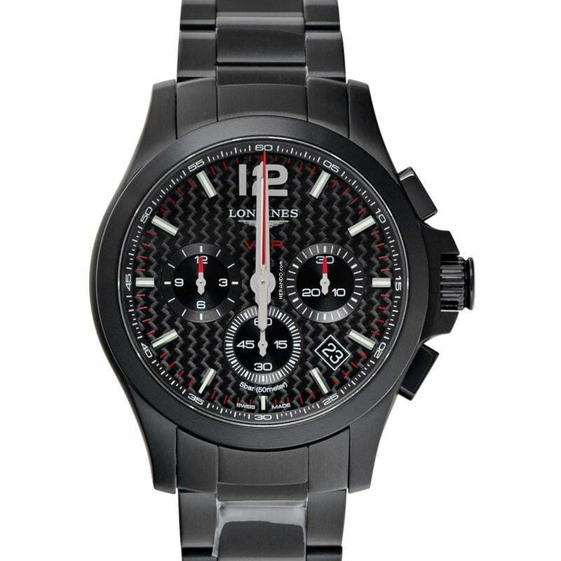  Longines Conquest L37172666 - Conquest VHP Perpetual Chronograph Black Carbon Dial Men's Watch </h1> 