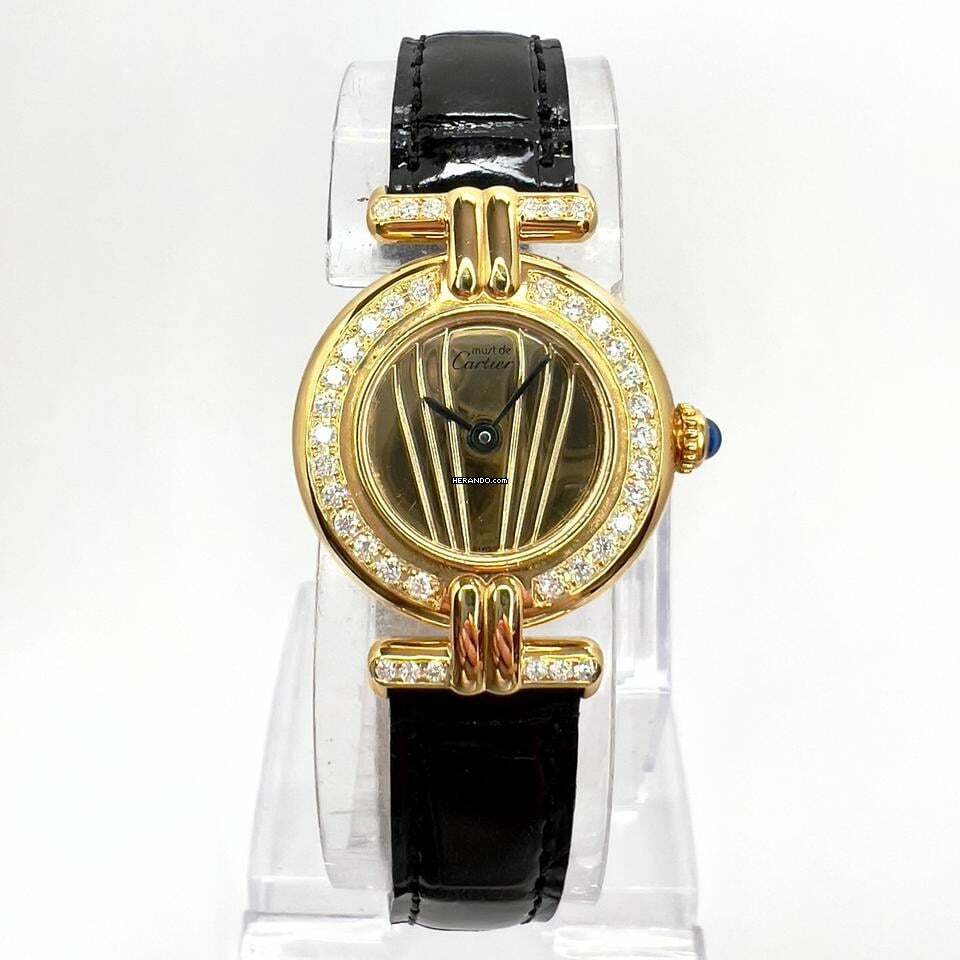  Cartier VERMEIL COLISÈE Quartz 24mm GP Diamond Watch </h1> 