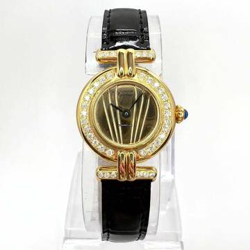  Cartier VERMEIL COLISÈE Quartz 24mm GP Diamond Watch </h1> 