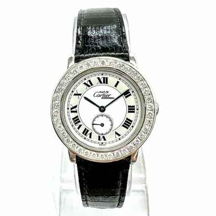  Cartier RONDE 32mm Silver Watch 1.33TCW DIAMOND Watch </h1> 