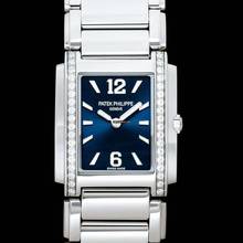 Thumbnail von Patek Philippe Twenty~4 4910/1200A-001 - Twenty~4 Diamond Blue Sunburst Dial Ladies Watch </h1>