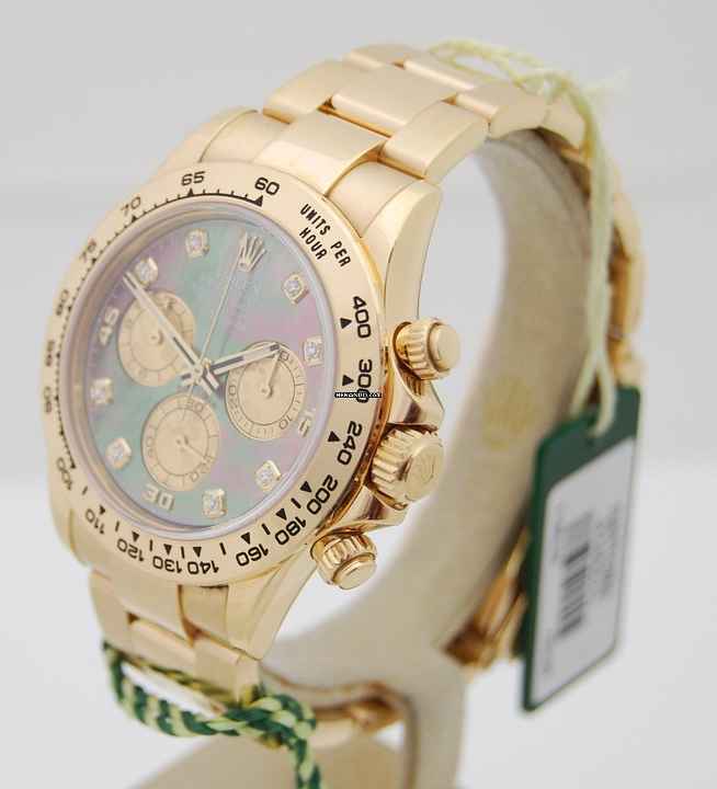  Rolex Daytona 750 Gold LC100 MOP Dia-Dial Box & Papiere aus 2010