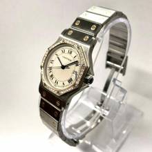 Thumbnail von Cartier Santos OCTAGON Quartz 31mm 2 Tone 0.38TCW DIAMOND Watch  </h1>