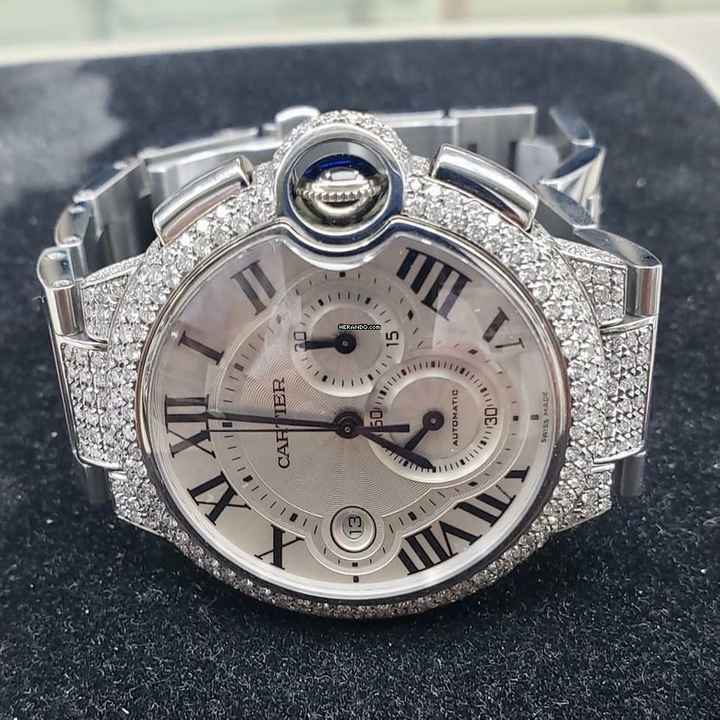  Cartier Ballon Bleu BLUE 44mm Automatic Chronograph Steel DIAMOND Watch </h1> 