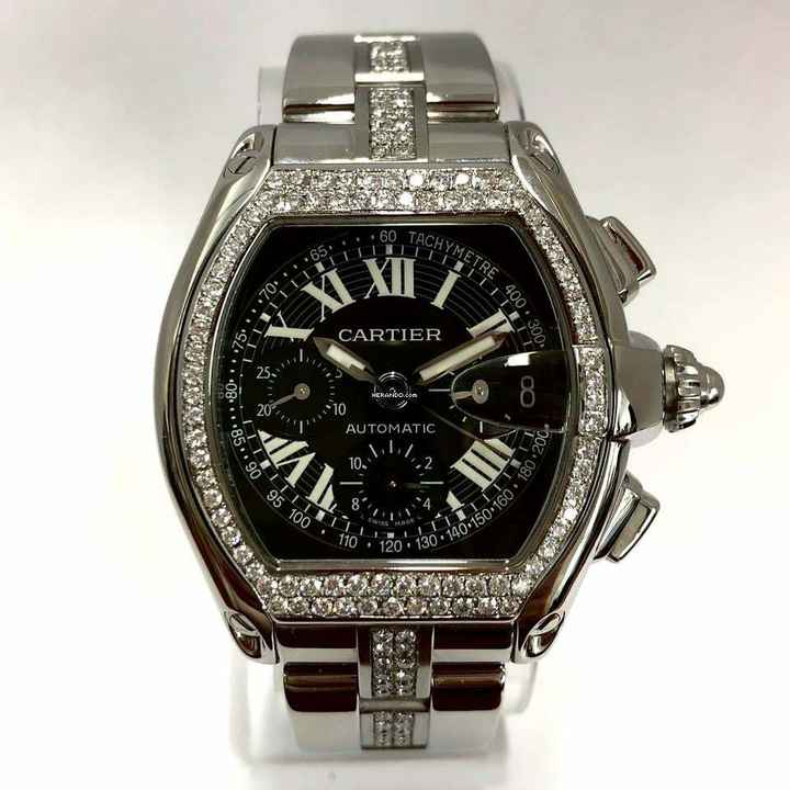  Cartier Roadster 2618 Automatic 42mm Steel ~2.5TCW DIAMOND Watch </h1> 