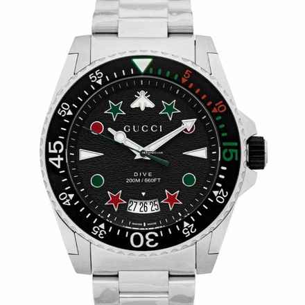  Gucci Dive YA136221 - Dive Quartz Black Dial Stainless Steel Men's Watch </h1> 
