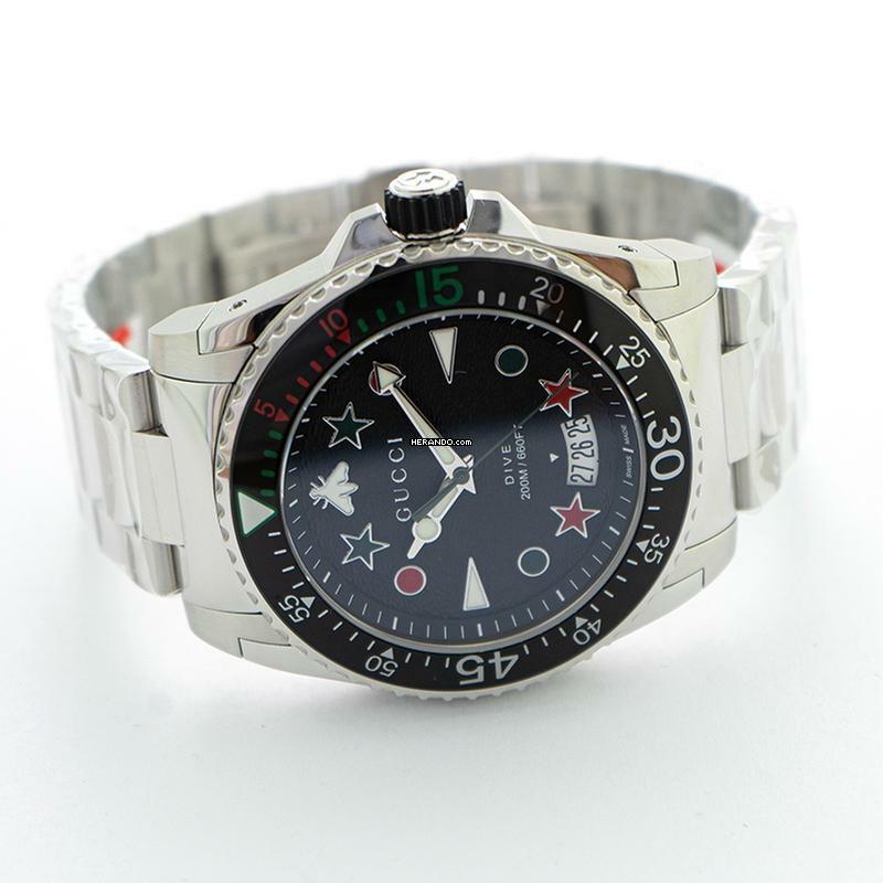 Thumbnail von Gucci Dive YA136221 - Dive Quartz Black Dial Stainless Steel Men's Watch </h1>