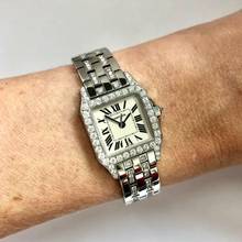 Thumbnail von Cartier Santos Demoiselle 20mm Steel 2.25TCW Diamond Watch </h1>