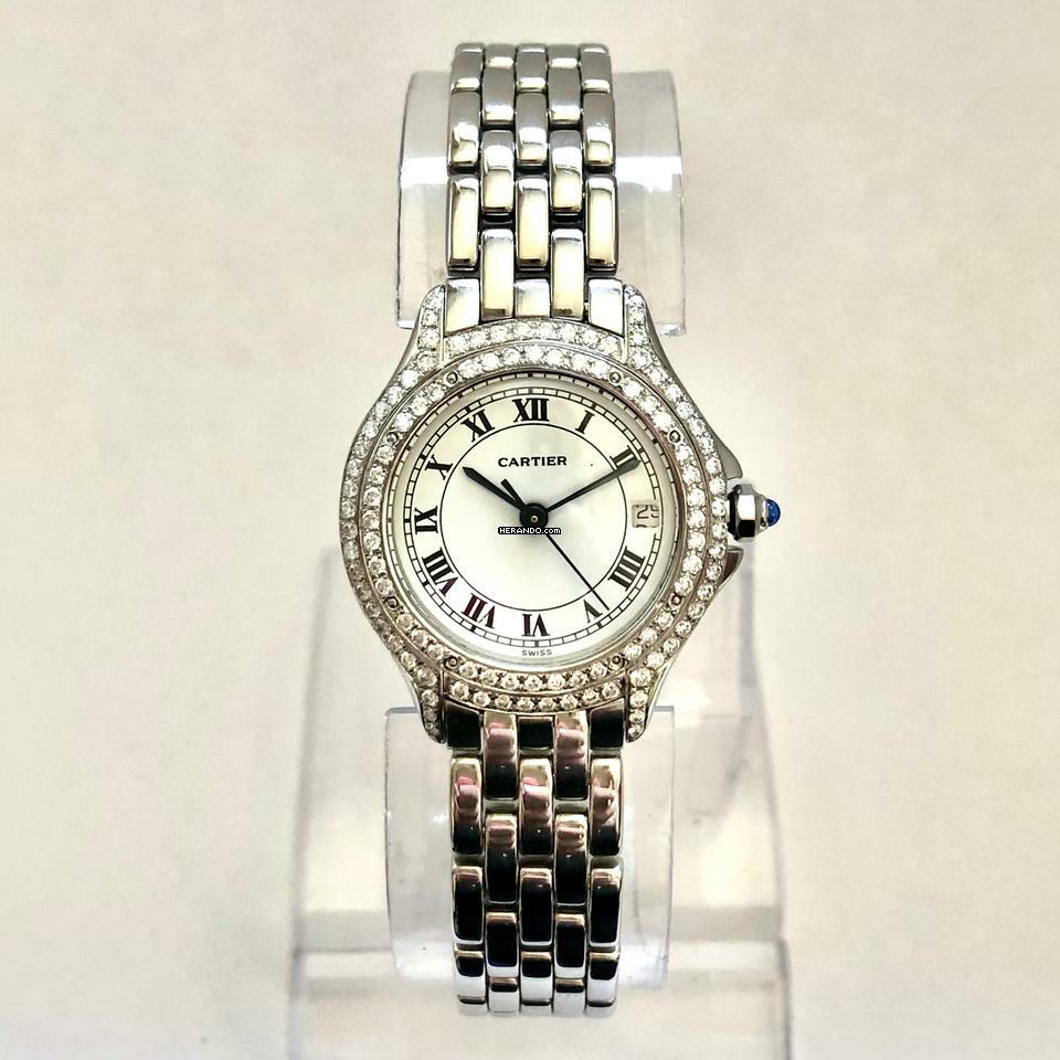 Cartier COUGER 27mm Steel ~0.62TCW Diamond Watch </h1> 