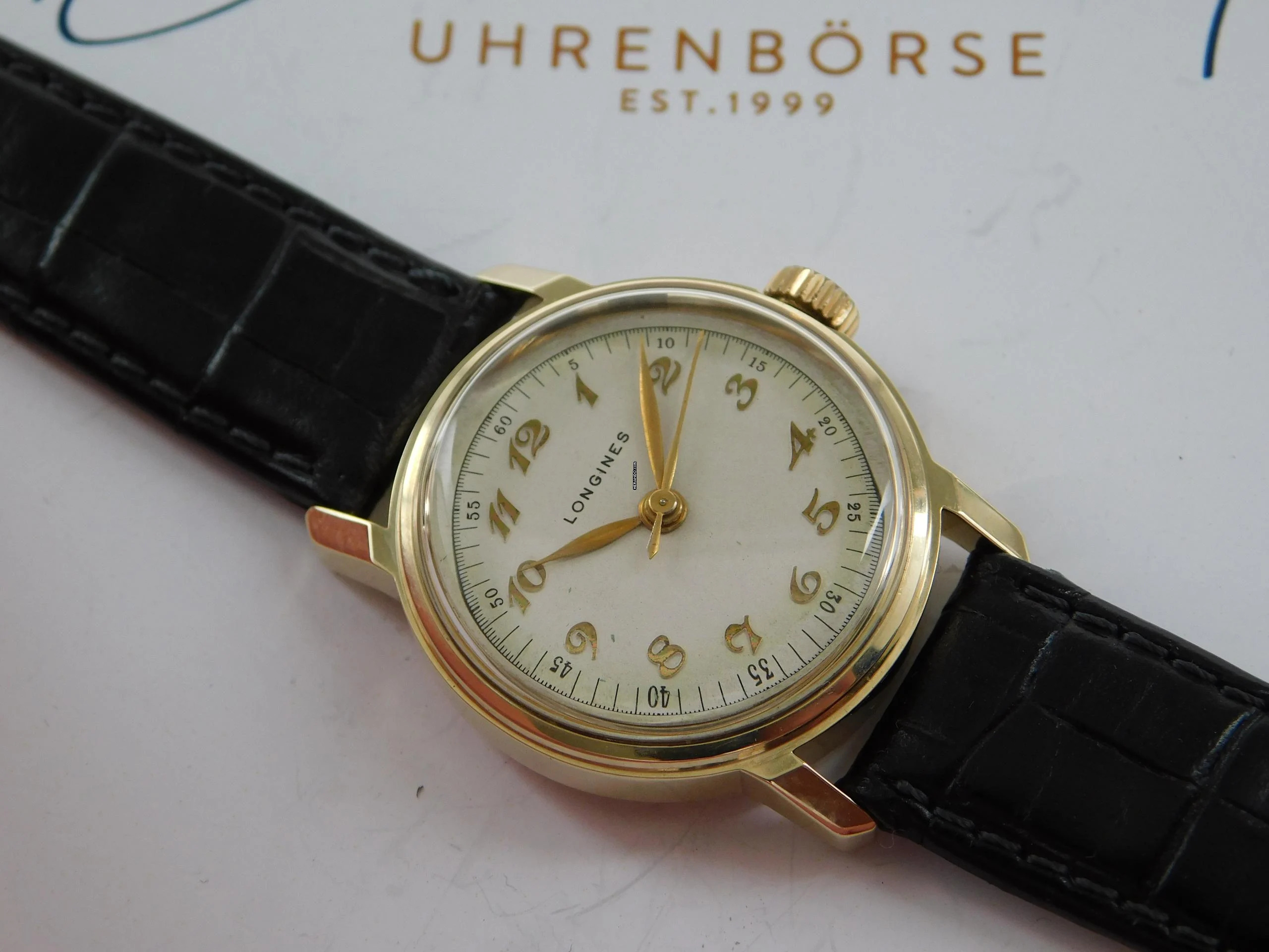  Longines 10 Karat Gelbgold Armbanduhr Mid Size 29 mm Handaufzug Kaliber 10 L Rarität  