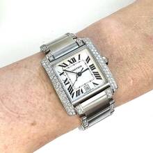 Thumbnail von Cartier Tank Française Automatic 28mm Steel ~3.5TCW DIAMOND Watch </h1>