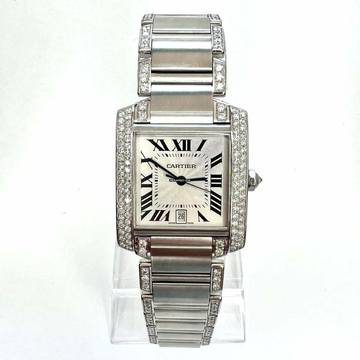  Cartier Tank Française Automatic 28mm Steel ~3.5TCW DIAMOND Watch </h1> 