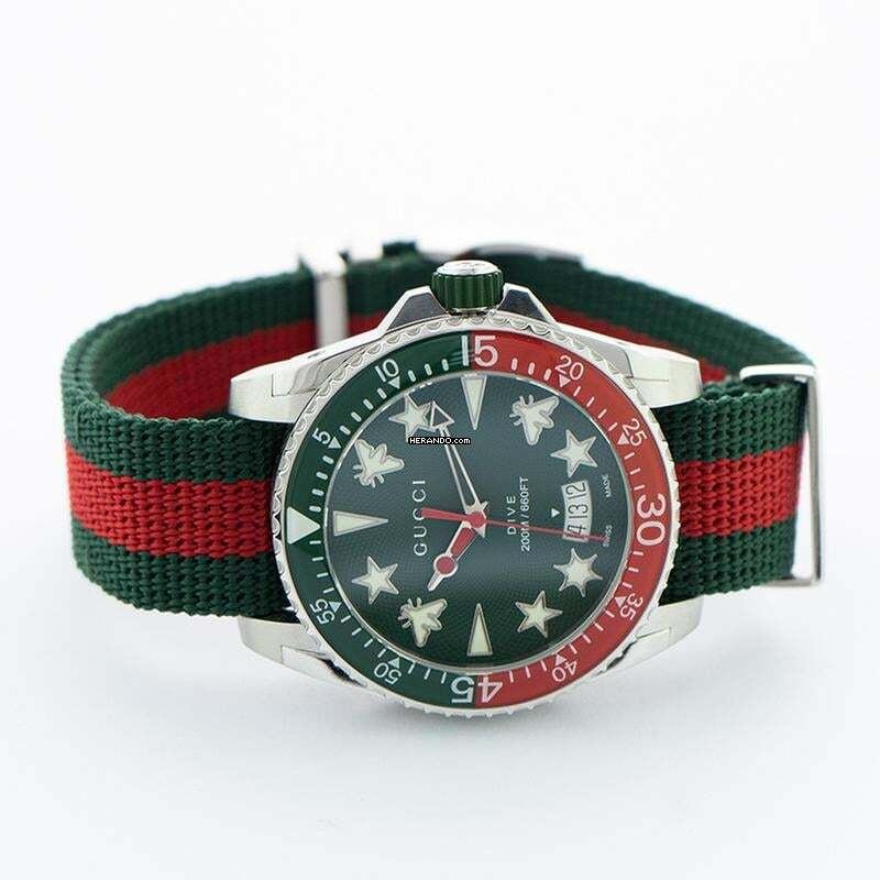 Thumbnail von Gucci Dive YA136339 - Dive Quartz Green Dial Stainless Steel Men's Watch </h1>